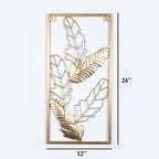 Amaya Decors Green & Gold Leaves Rectangular Wall Décor