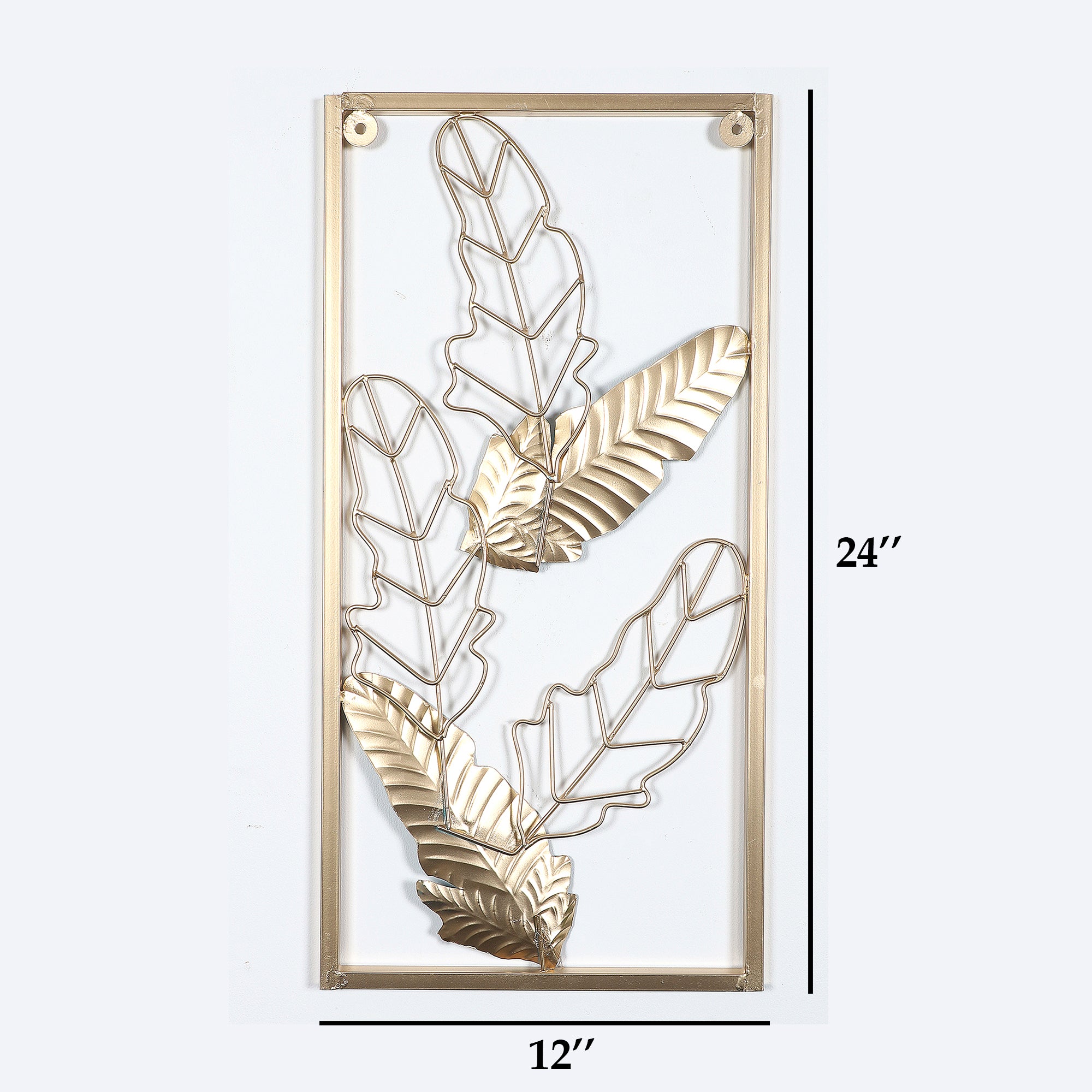 Amaya Decors Green & Gold Leaves Rectangular Wall Décor