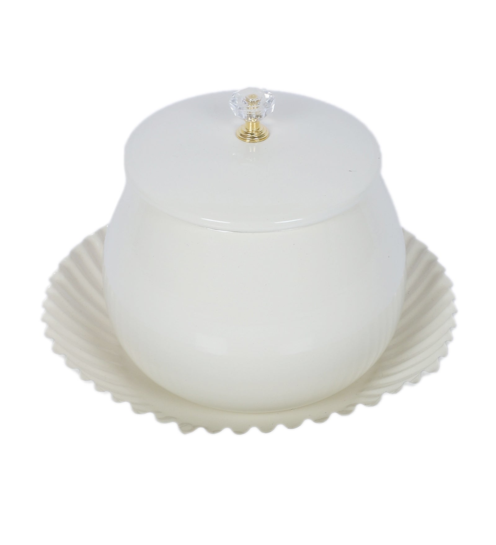 Amaya Decors White Bowl Jar with Tray