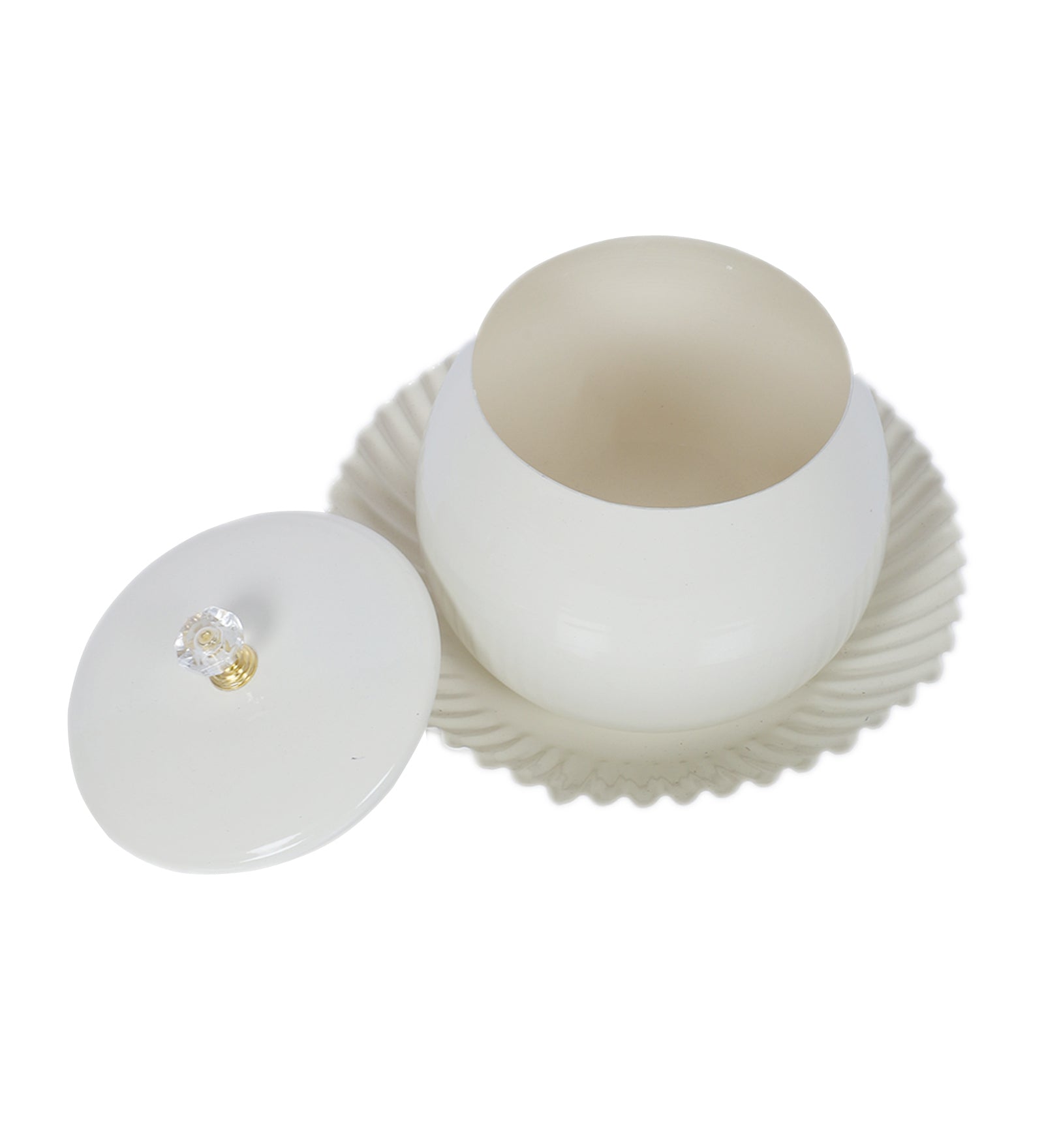 Amaya Decors White Bowl Jar with Tray