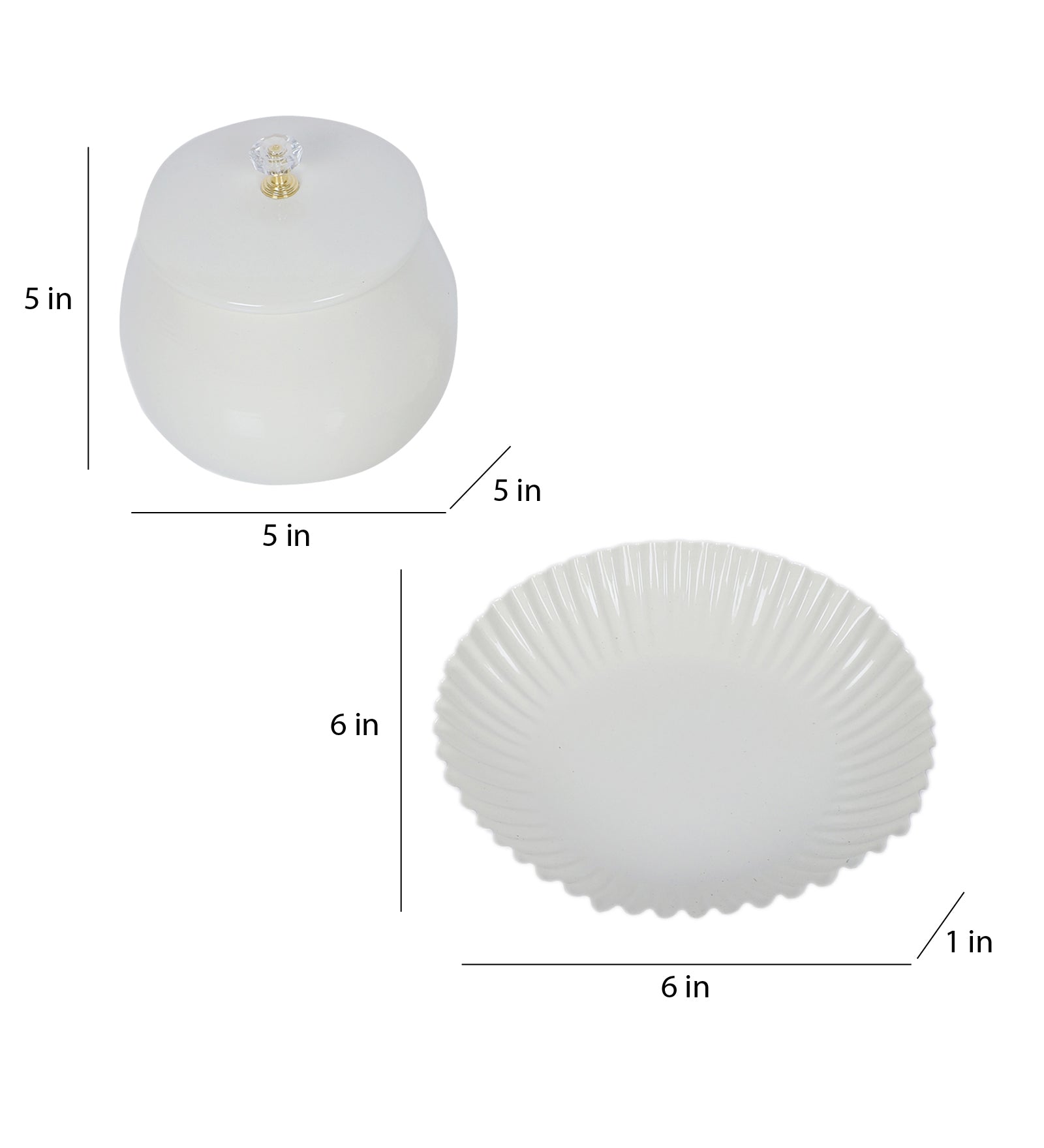 Amaya Decors White Bowl Jar with Tray