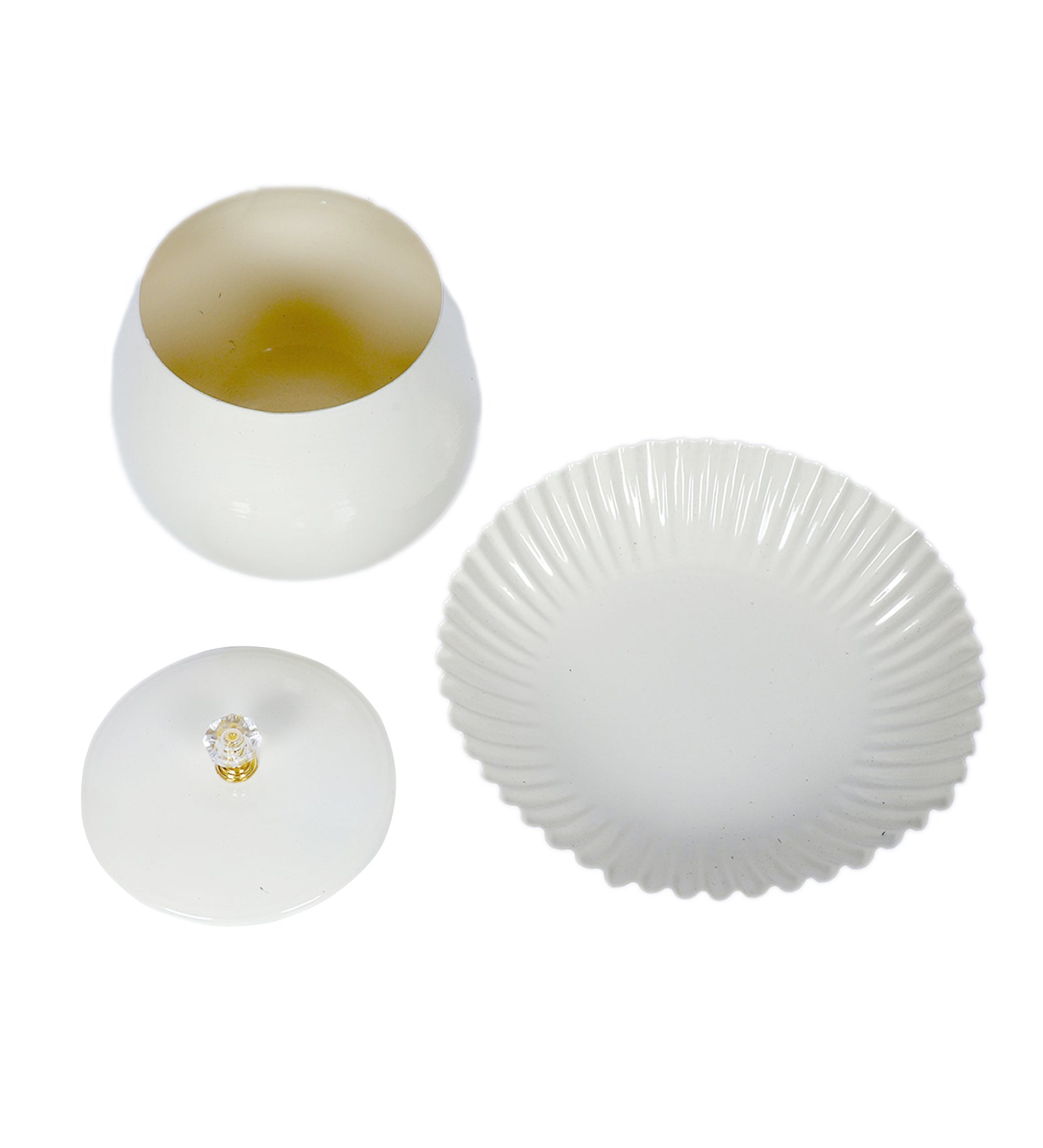 Amaya Decors White Bowl Jar with Tray