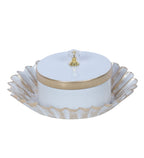 Amaya Decors White & Gold Jar with Tray Set of 2