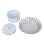 Amaya Decors White & Gold Jar with Tray Set of 2