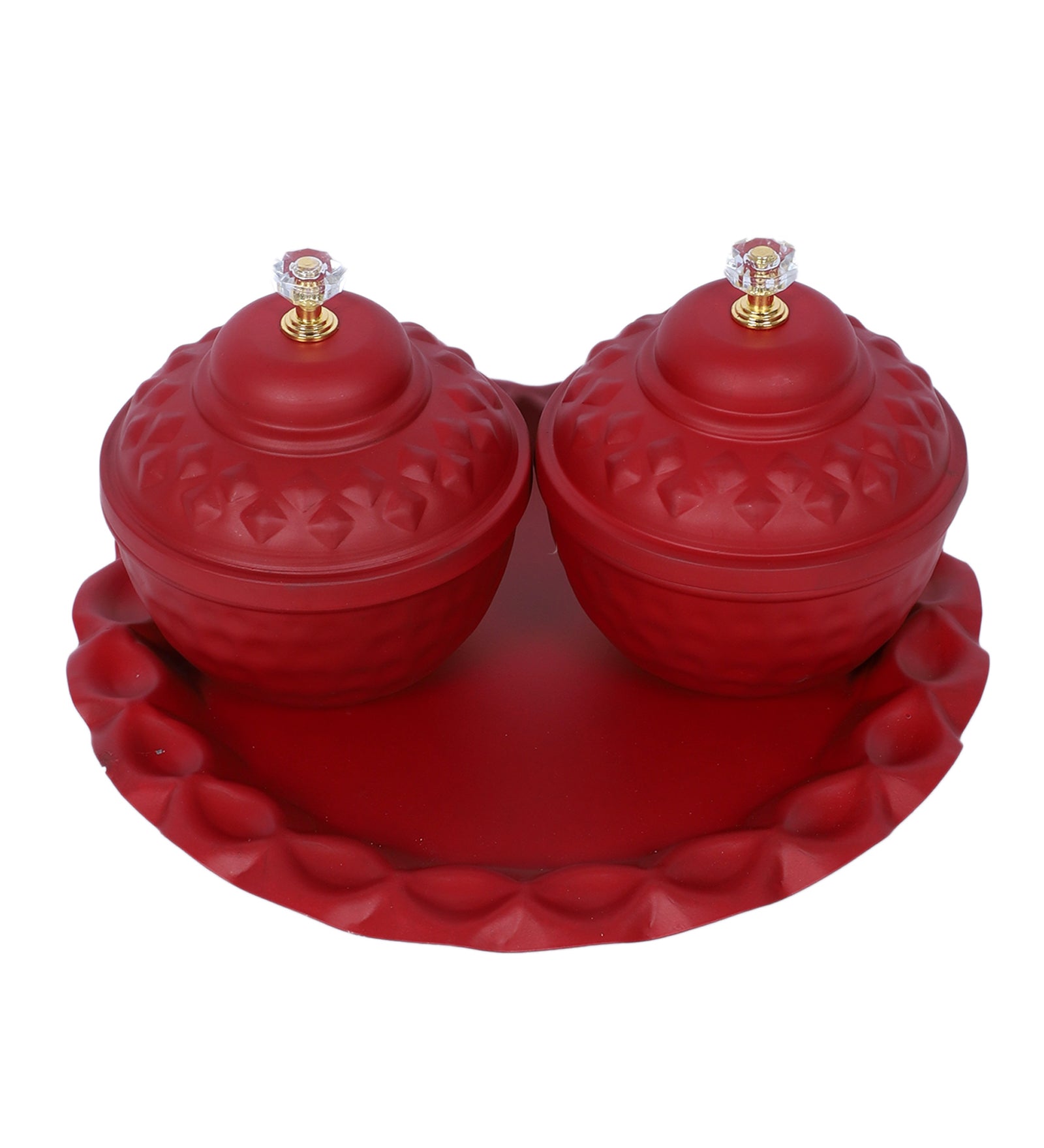 Amaya Decors Red Bowl Jar with Lid Set of 3
