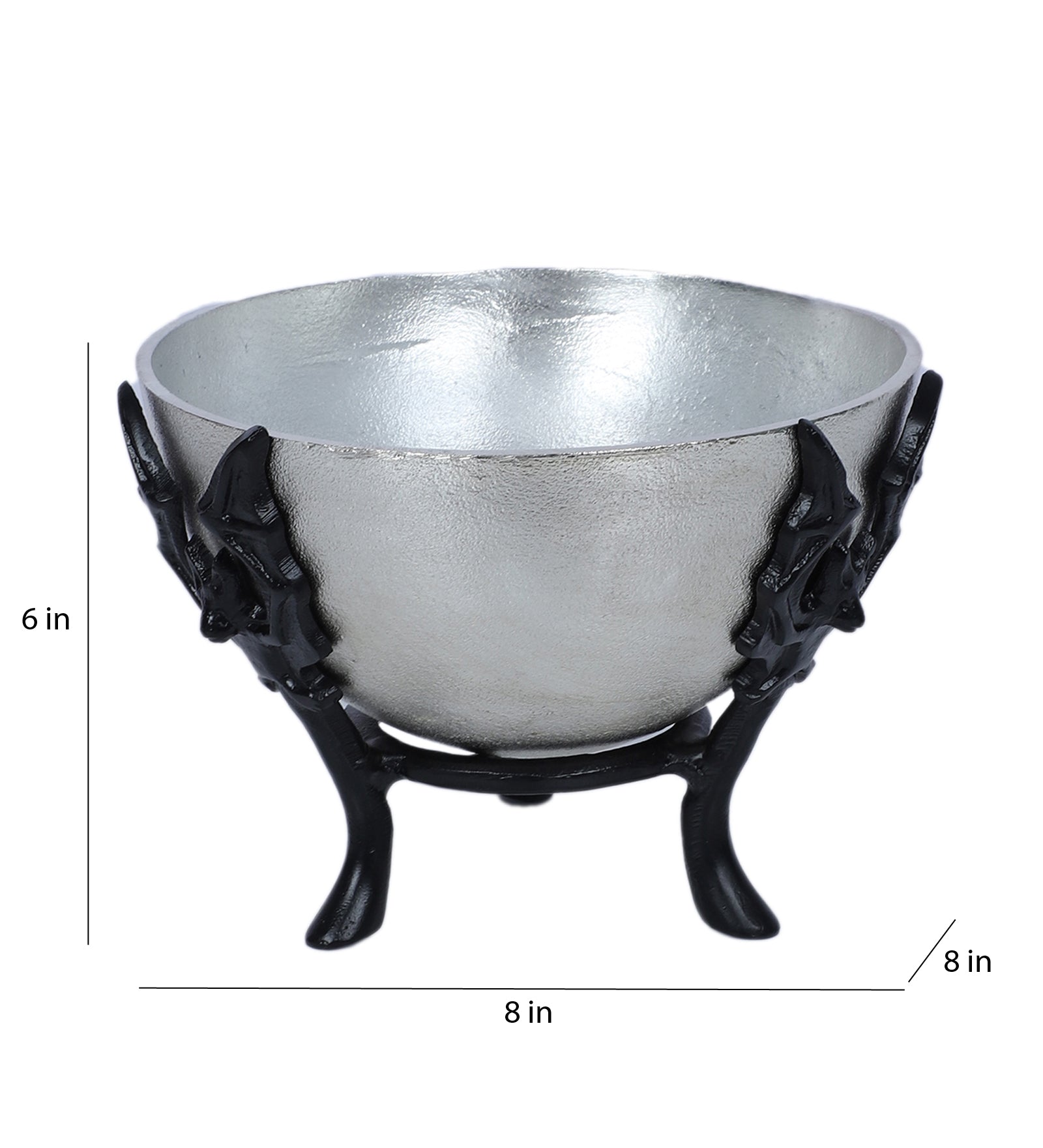 Amaya Decors Black & Silver Bowl Fruits Platter | Black & Silver | Aluminium