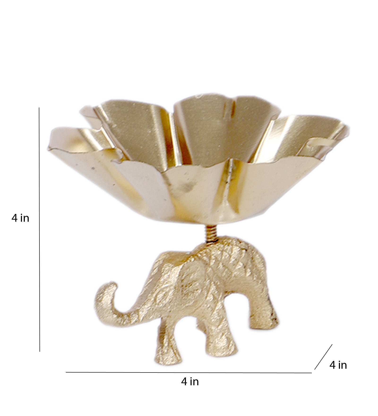 Amaya Decors Elephant & Lotus Bowl Tealight Holder Set of 4 | Gold | Iron with Powder Coating