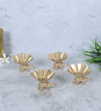Amaya Decors Elephant & Lotus Bowl Tealight Holder Set of 4 | Gold | Iron with Powder Coating