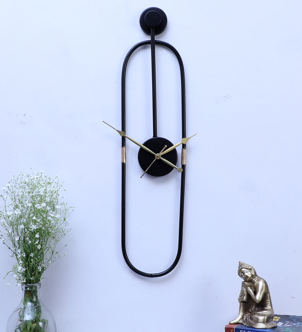 Amaya Decors Black Pipe Oval Clock