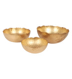 Amaya Decors Gold Hammer Cut URli Bowl Set of 3 | Gold | Iron with Powder Coating