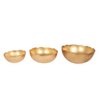 Amaya Decors Gold Hammer Cut URli Bowl Set of 3 | Gold | Iron with Powder Coating