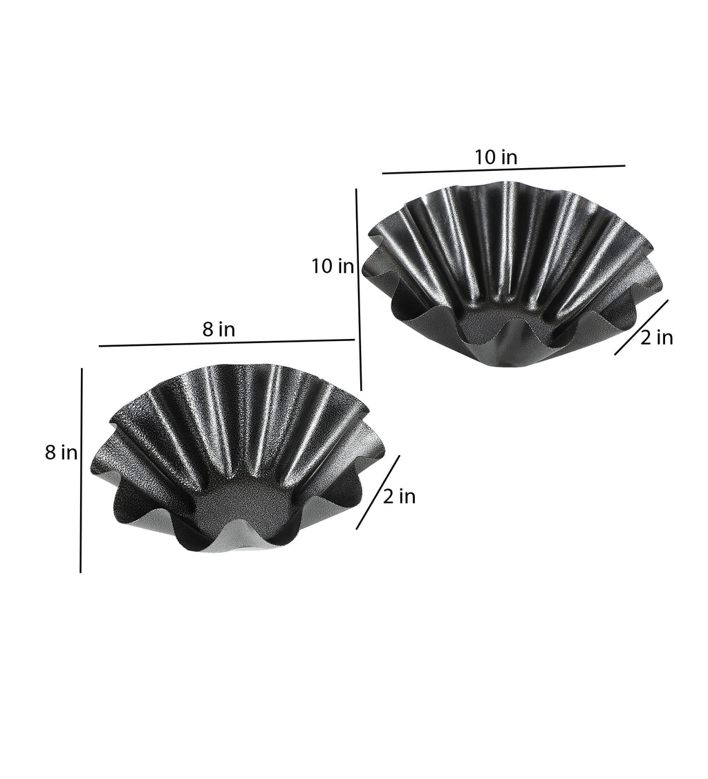 Amaya Decors Grey Textured Urli Bowl Set of 2 | Grey | Iron with Powder Coating