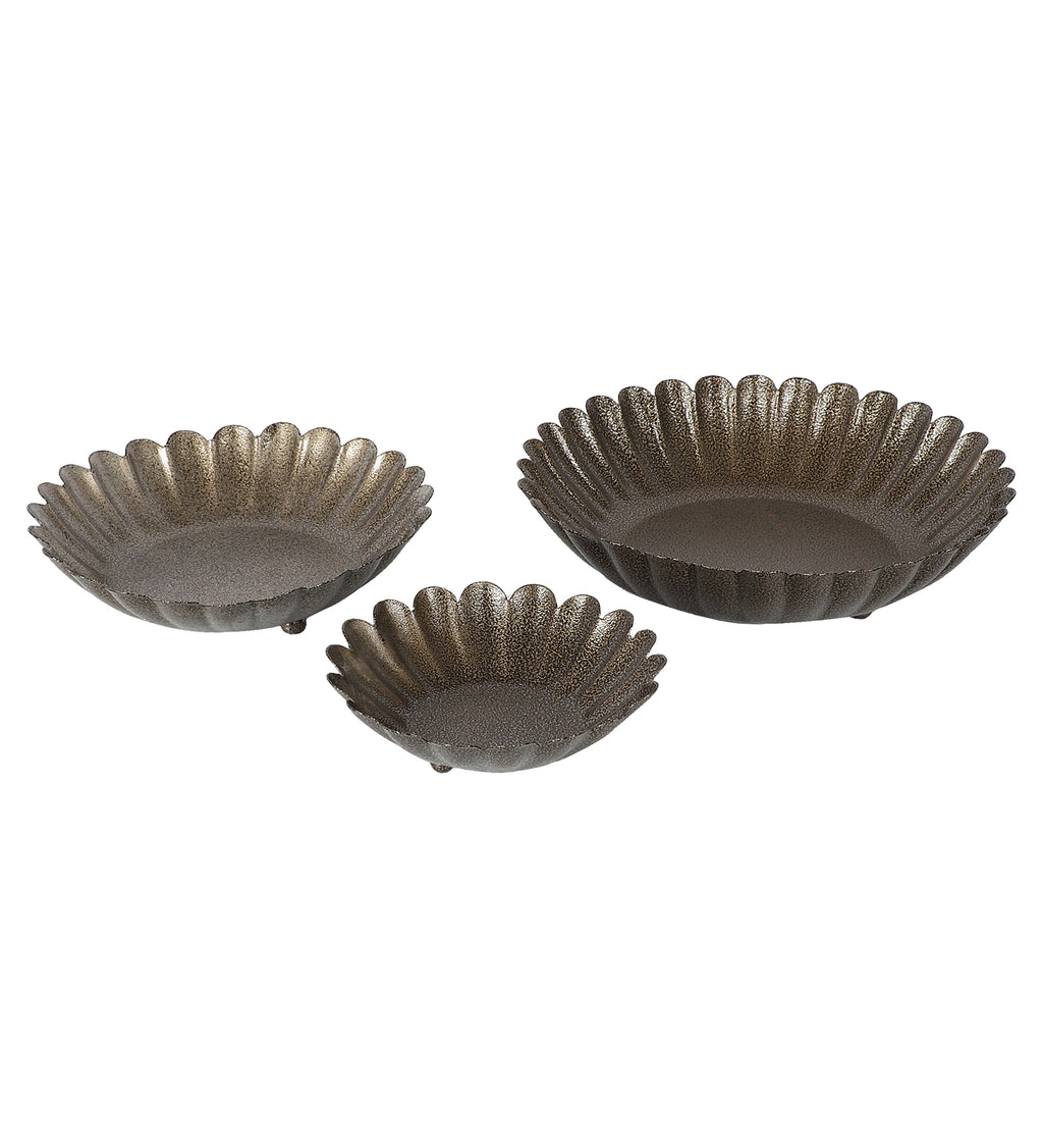 Amaya Decors Gold Textured Urli Bowl Set of 3 | Gold | Iron with Powder Coating