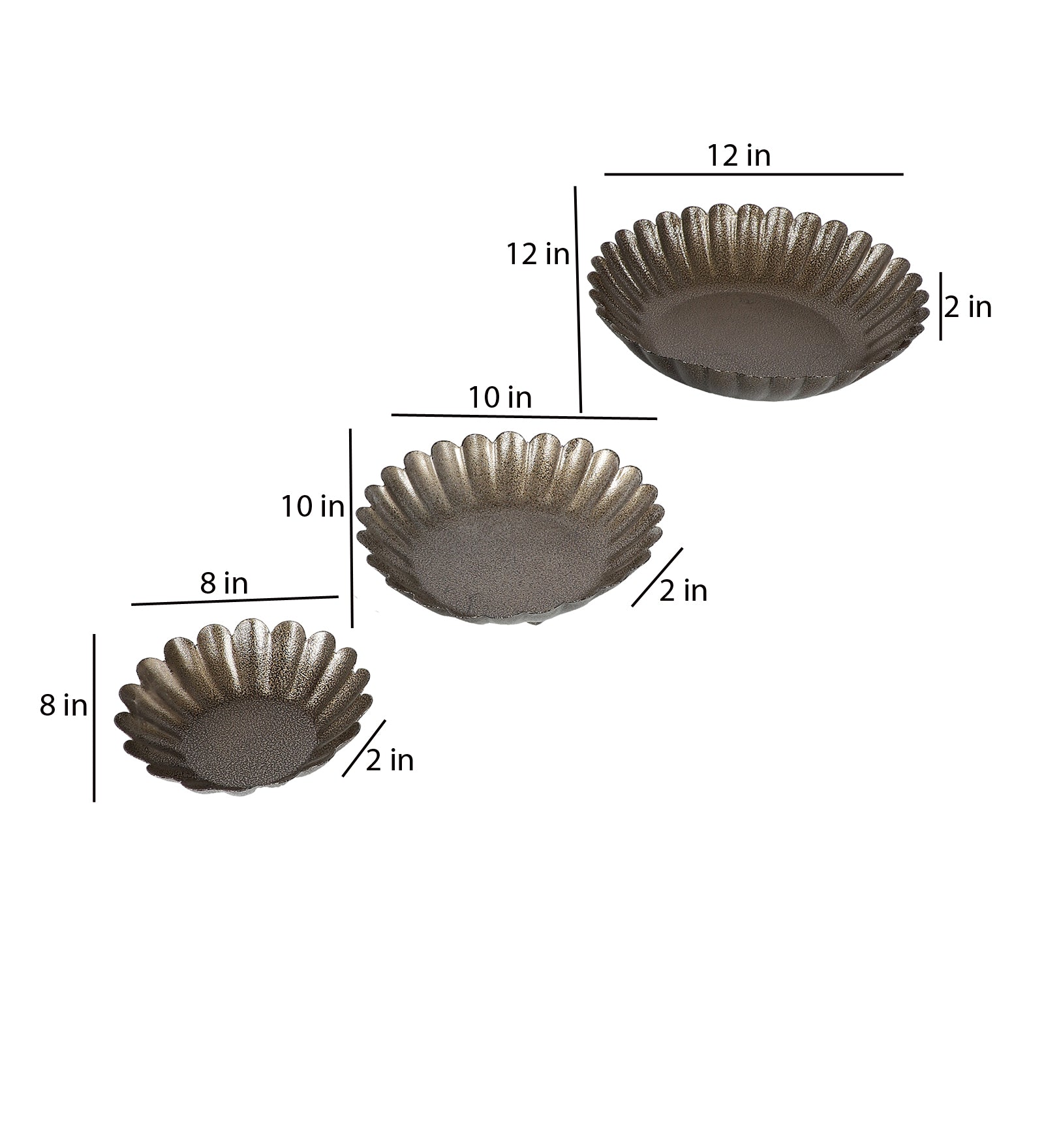 Amaya Decors Gold Textured Urli Bowl Set of 3 | Gold | Iron with Powder Coating