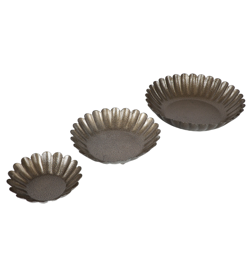 Amaya Decors Gold Textured Urli Bowl Set of 3 | Gold | Iron with Powder Coating