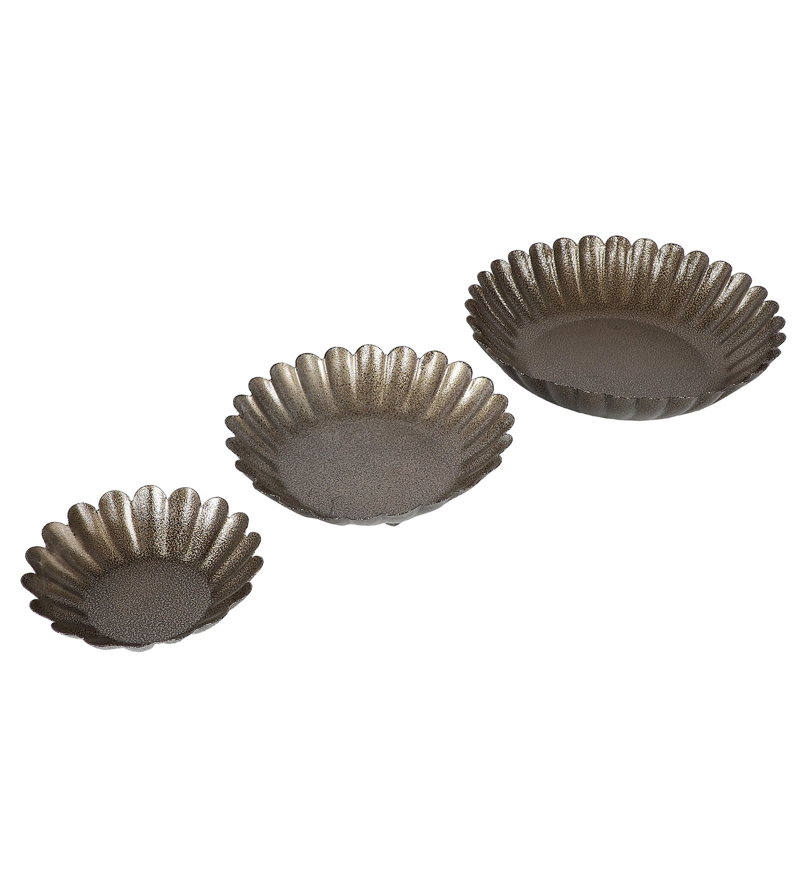 Amaya Decors Gold Textured Urli Bowl Set of 3 | Gold | Iron with Powder Coating