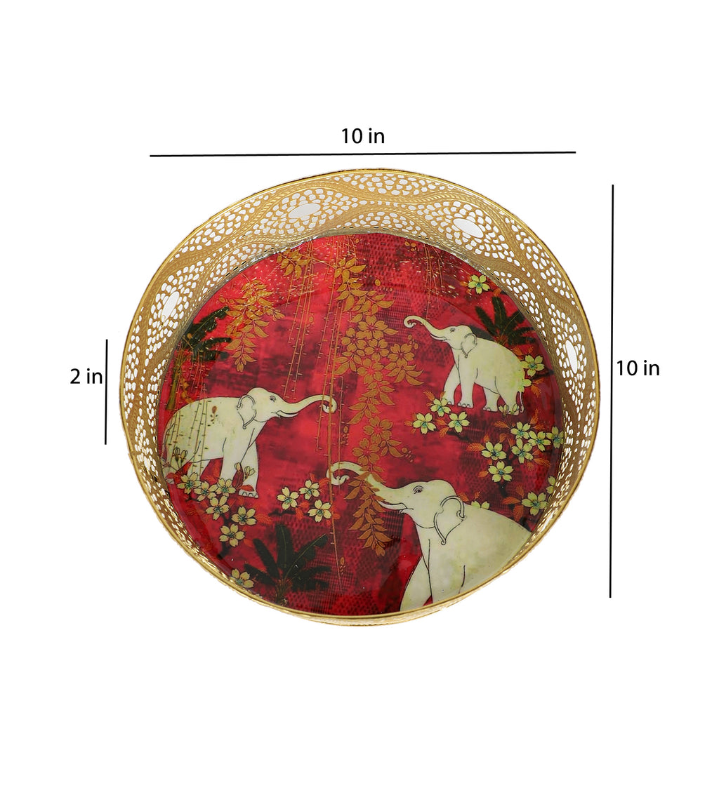 Amaya Decors White Elephant Single Tray Set of 2