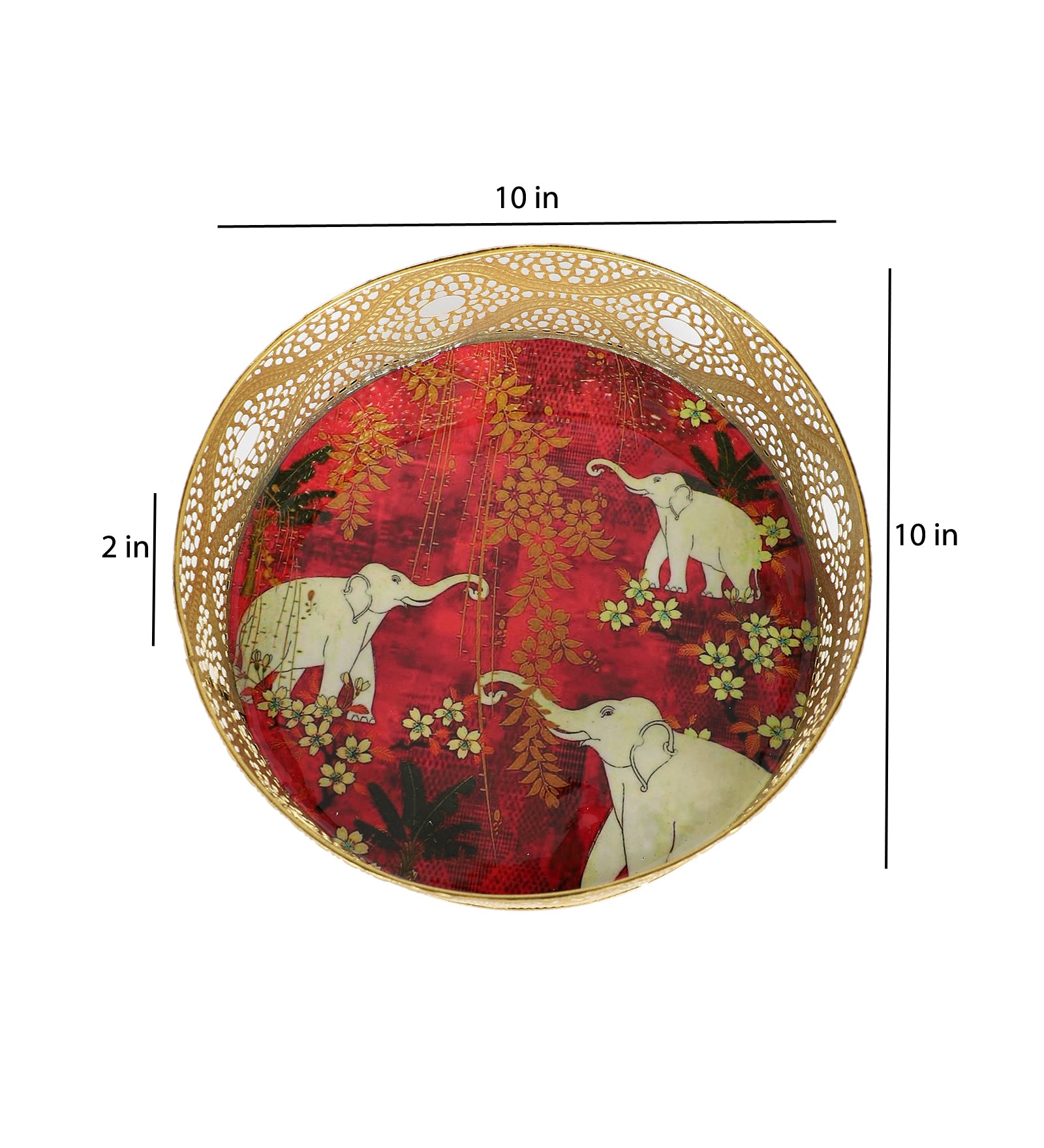 Amaya Decors White Elephant Single Tray Set of 2