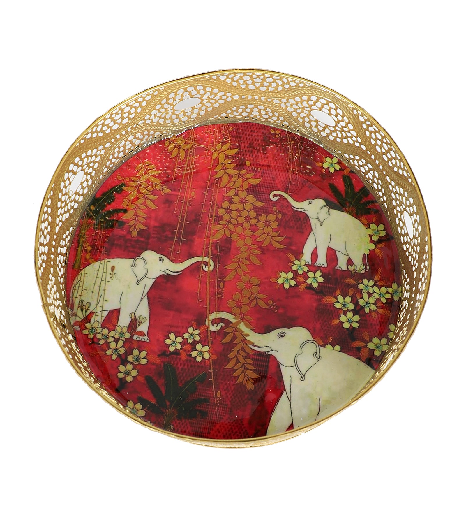 Amaya Decors White Elephant Single Tray Set of 2