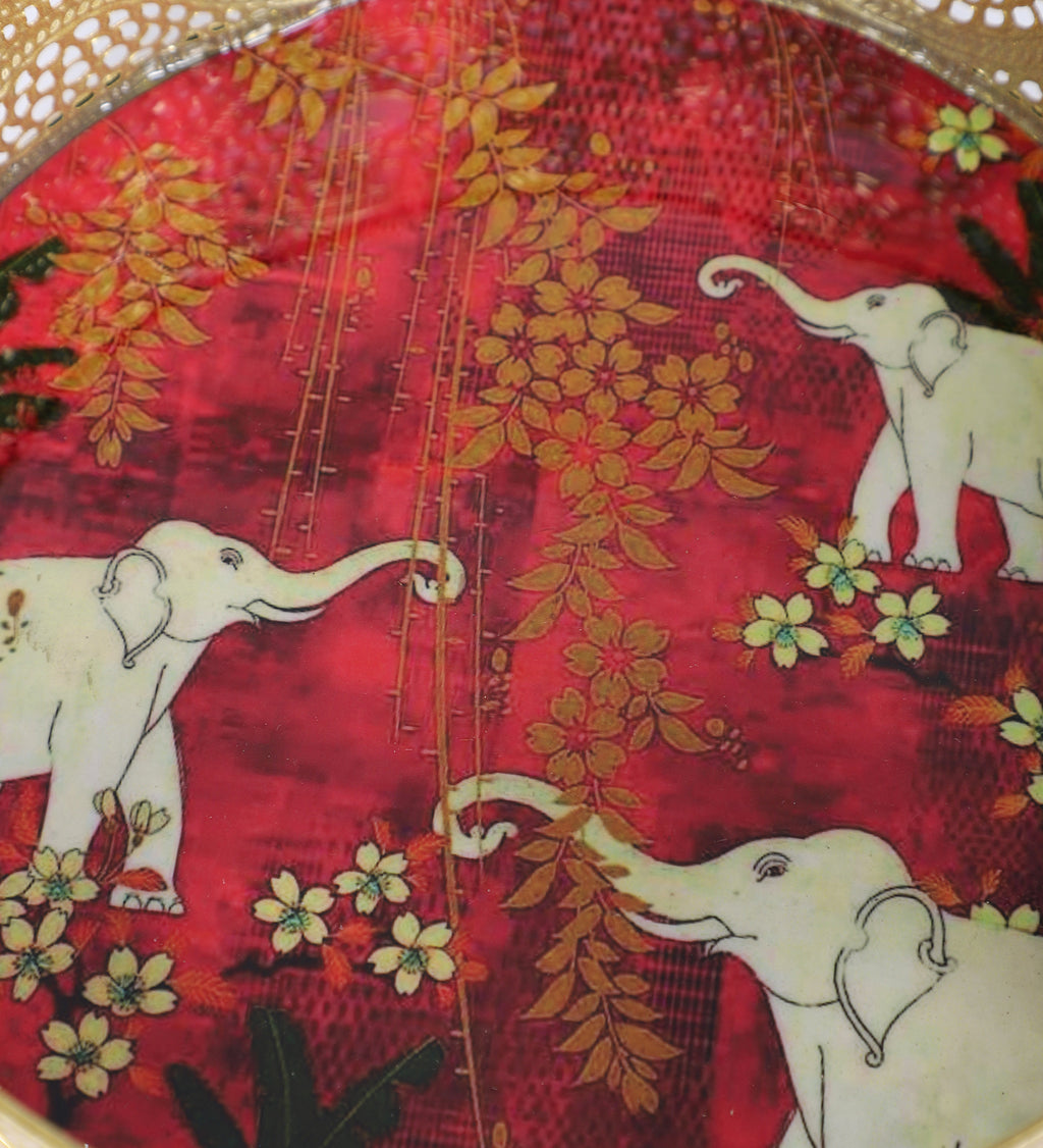 Amaya Decors White Elephant Single Tray Set of 2