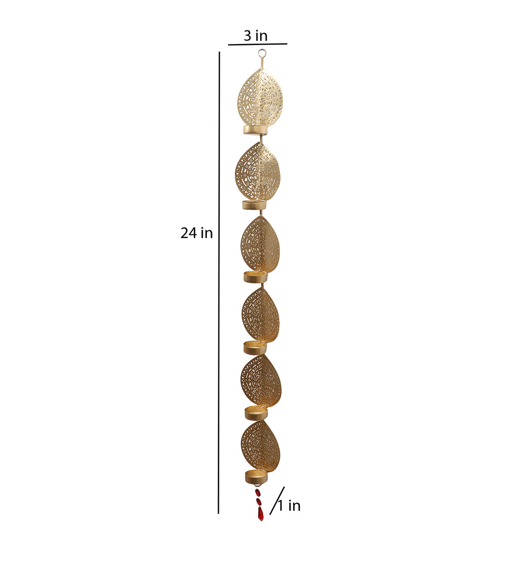 Amaya Decors Hanging Wall Leaf Etching Tealight Holder Set of 3