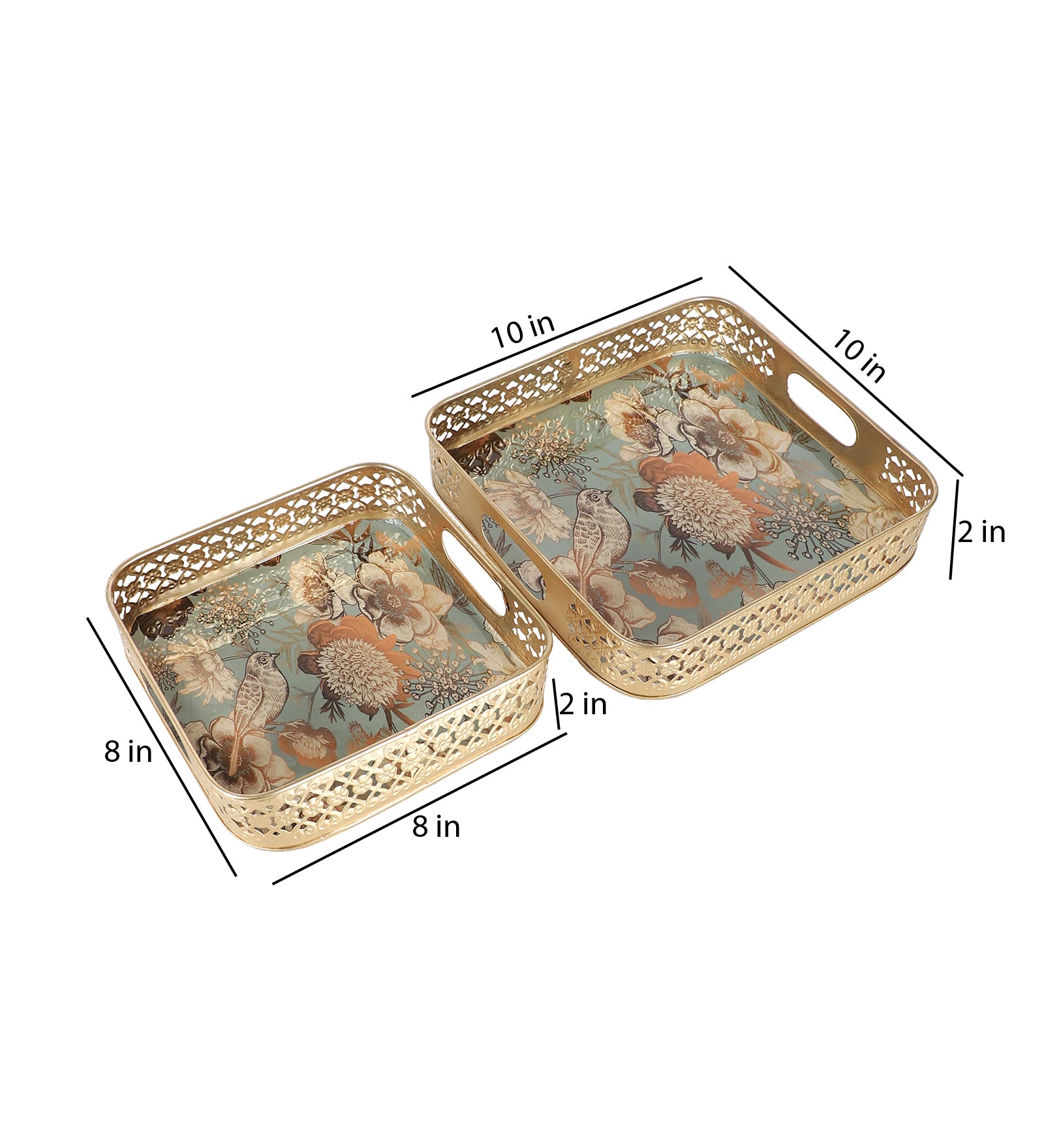 Amaya Decors Square Flower Tray Set of 2