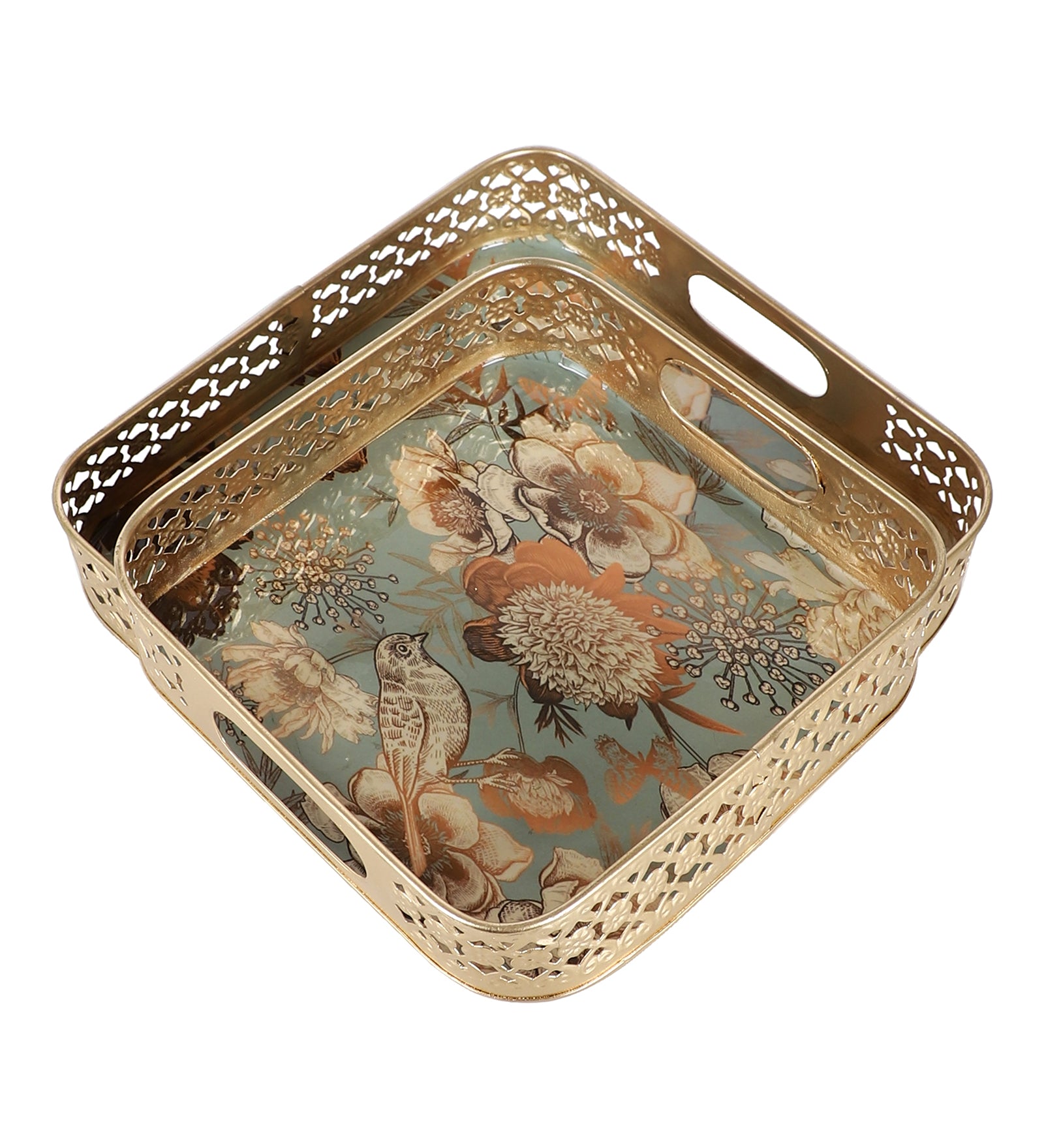 Amaya Decors Square Flower Tray Set of 2