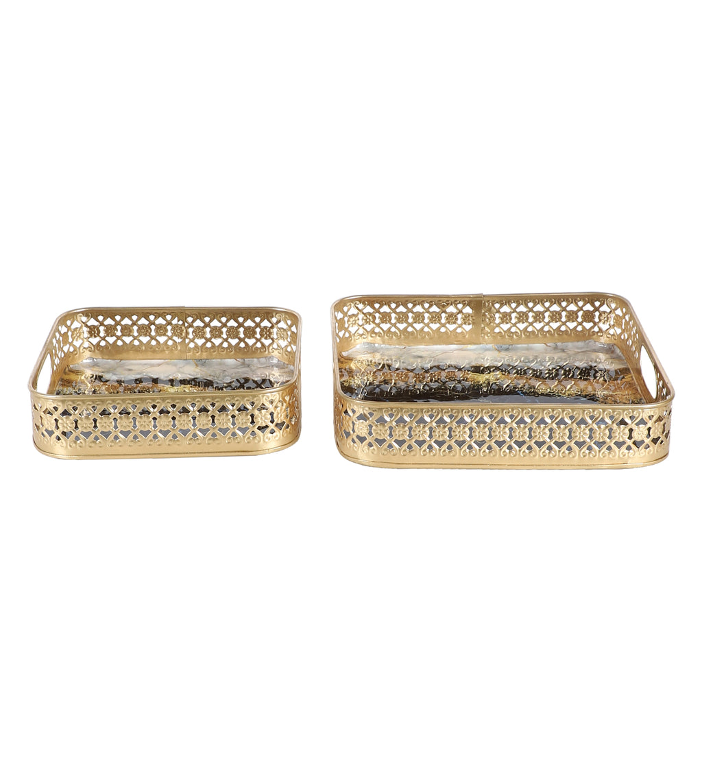 Amaya Decors Square Flower Tray Set of 2