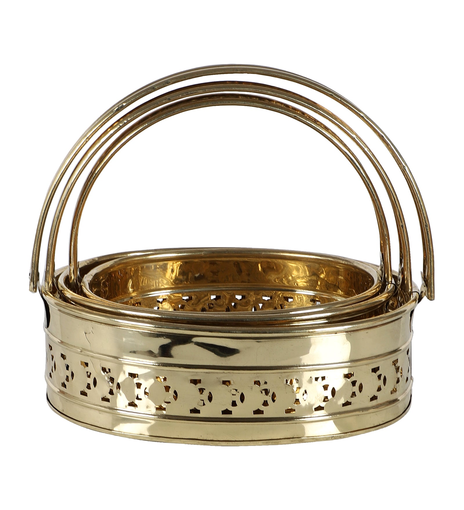 Amaya Decors Oval Brass Sheet Pooja Gifting Basket Set of 3