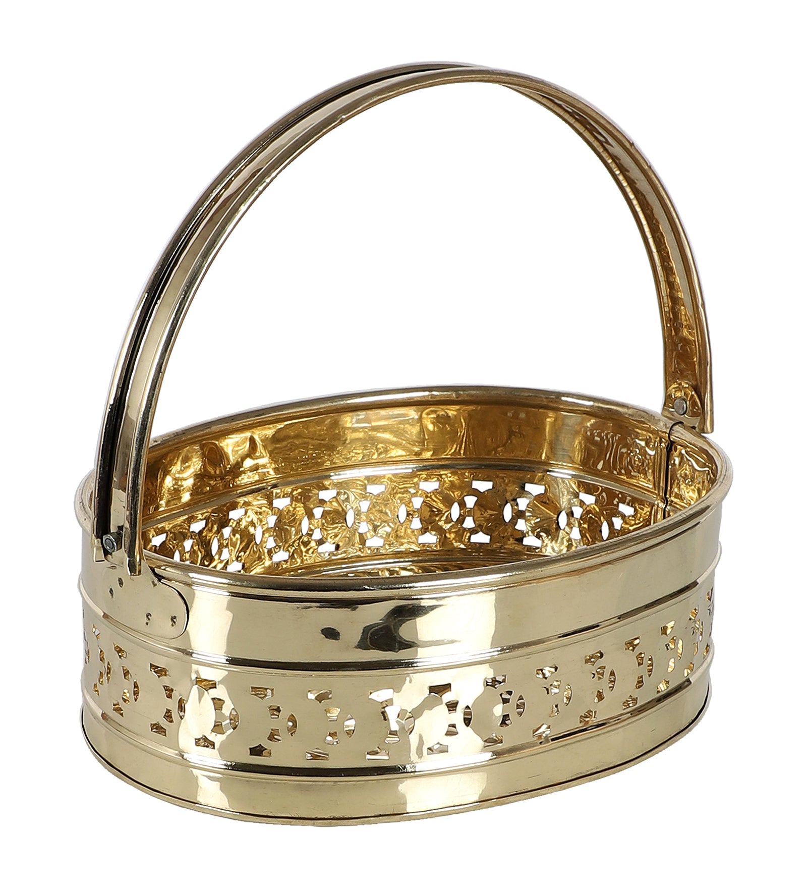Amaya Decors Oval Brass Sheet Pooja Gifting Basket Set of 3