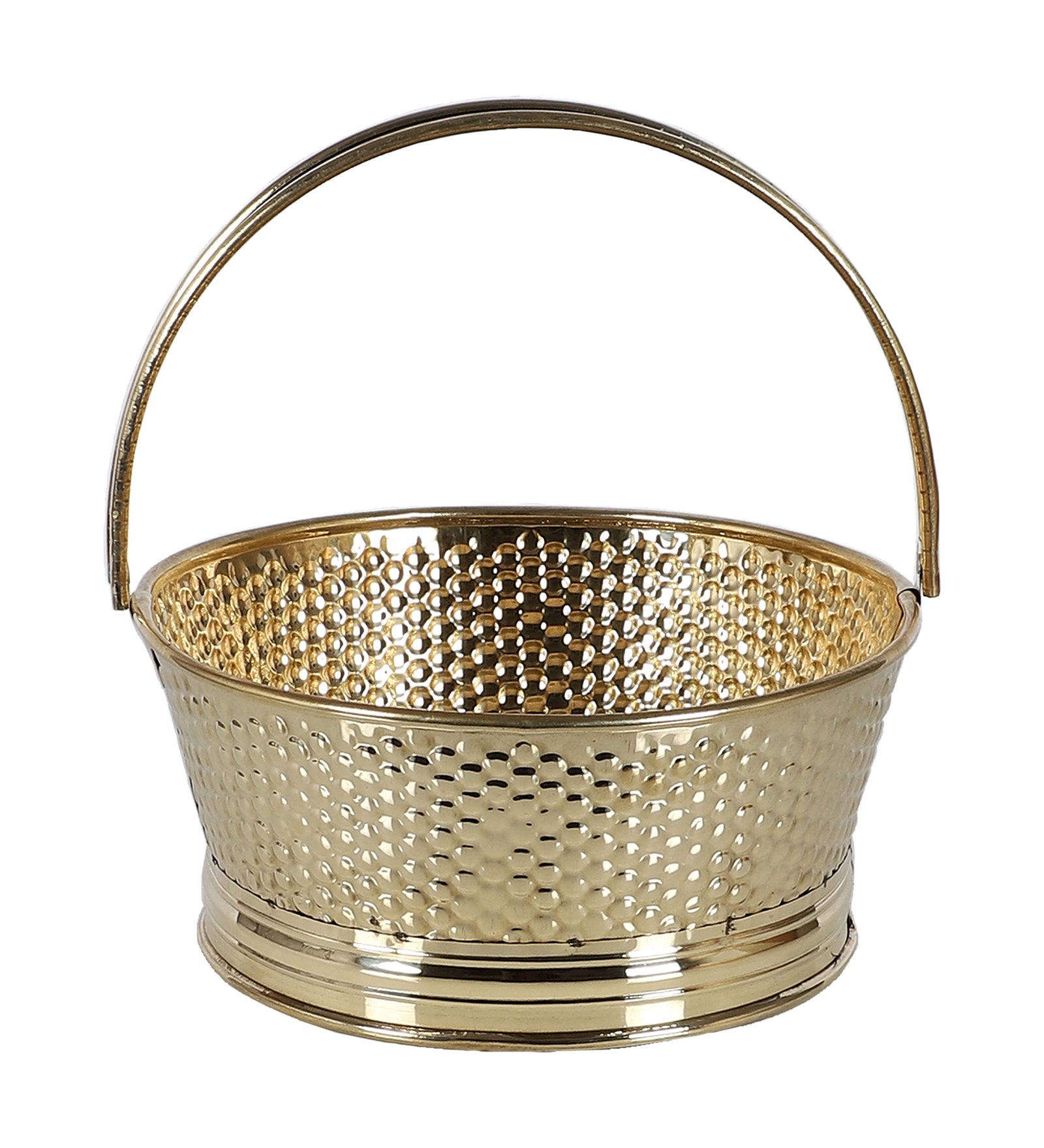 Amaya Decors Round Hammered Brass Sheet Gifting Basket Set of 3