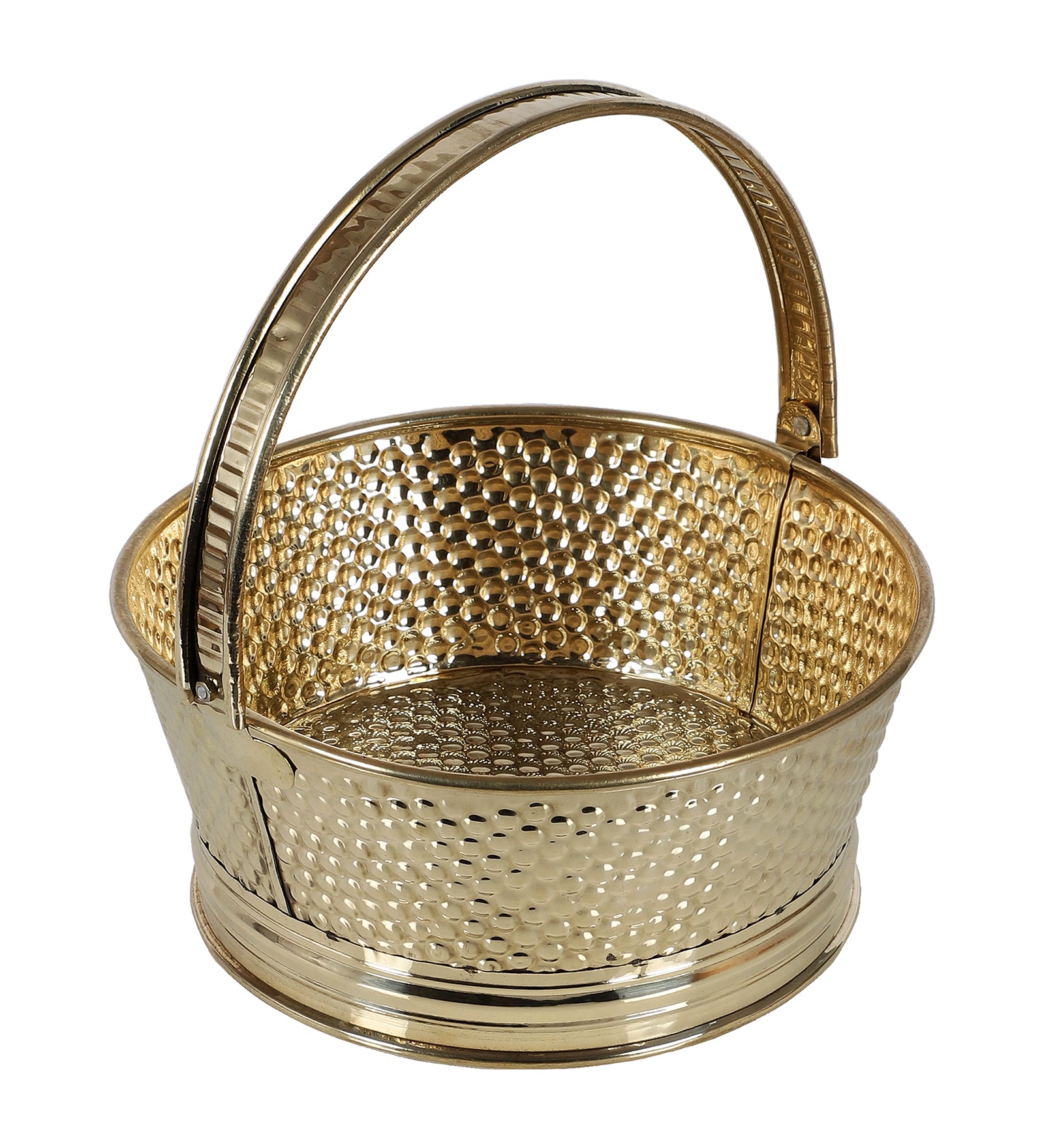 Amaya Decors Round Hammered Brass Sheet Gifting Basket Set of 3