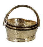 Amaya Decors Round Om Brass Sheet Gifting Basket Set of 3