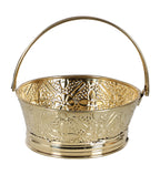 Amaya Decors Round Om Brass Sheet Gifting Basket Set of 3