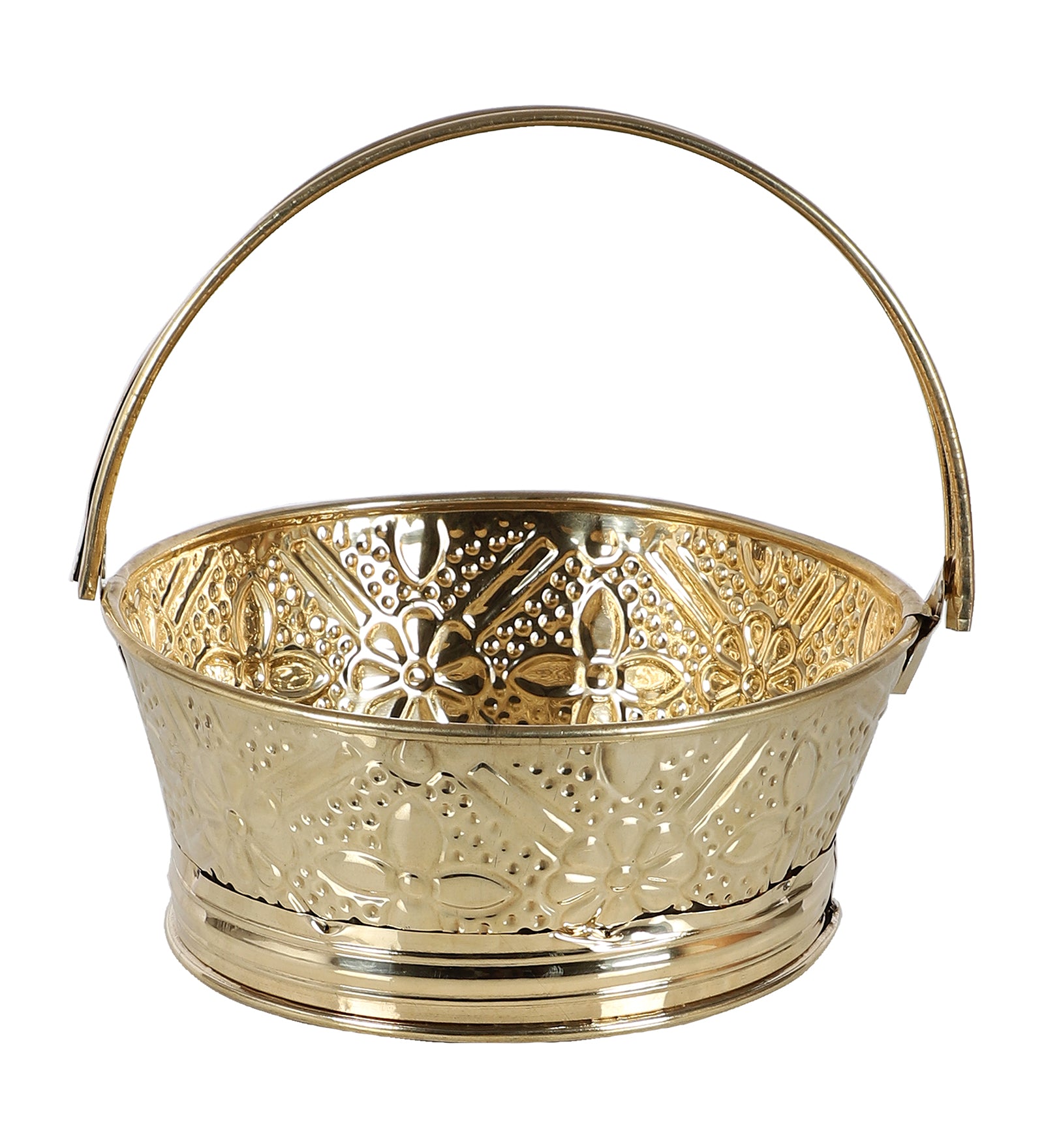 Amaya Decors Round Om Brass Sheet Gifting Basket Set of 3