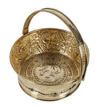 Amaya Decors Round Om Brass Sheet Gifting Basket Set of 3