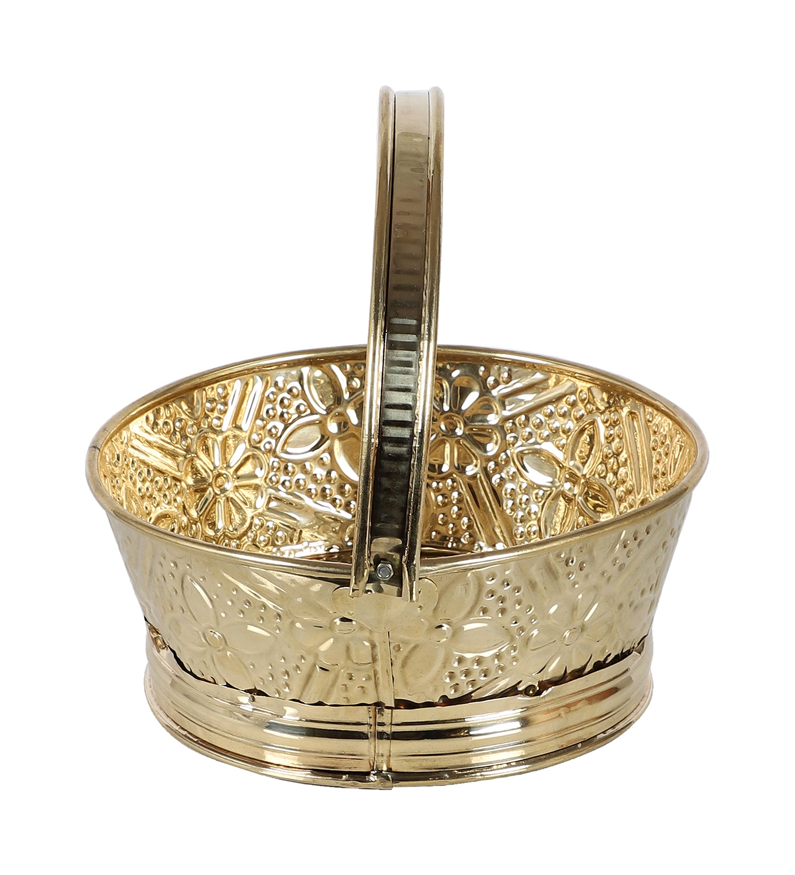 Amaya Decors Round Om Brass Sheet Gifting Basket Set of 3