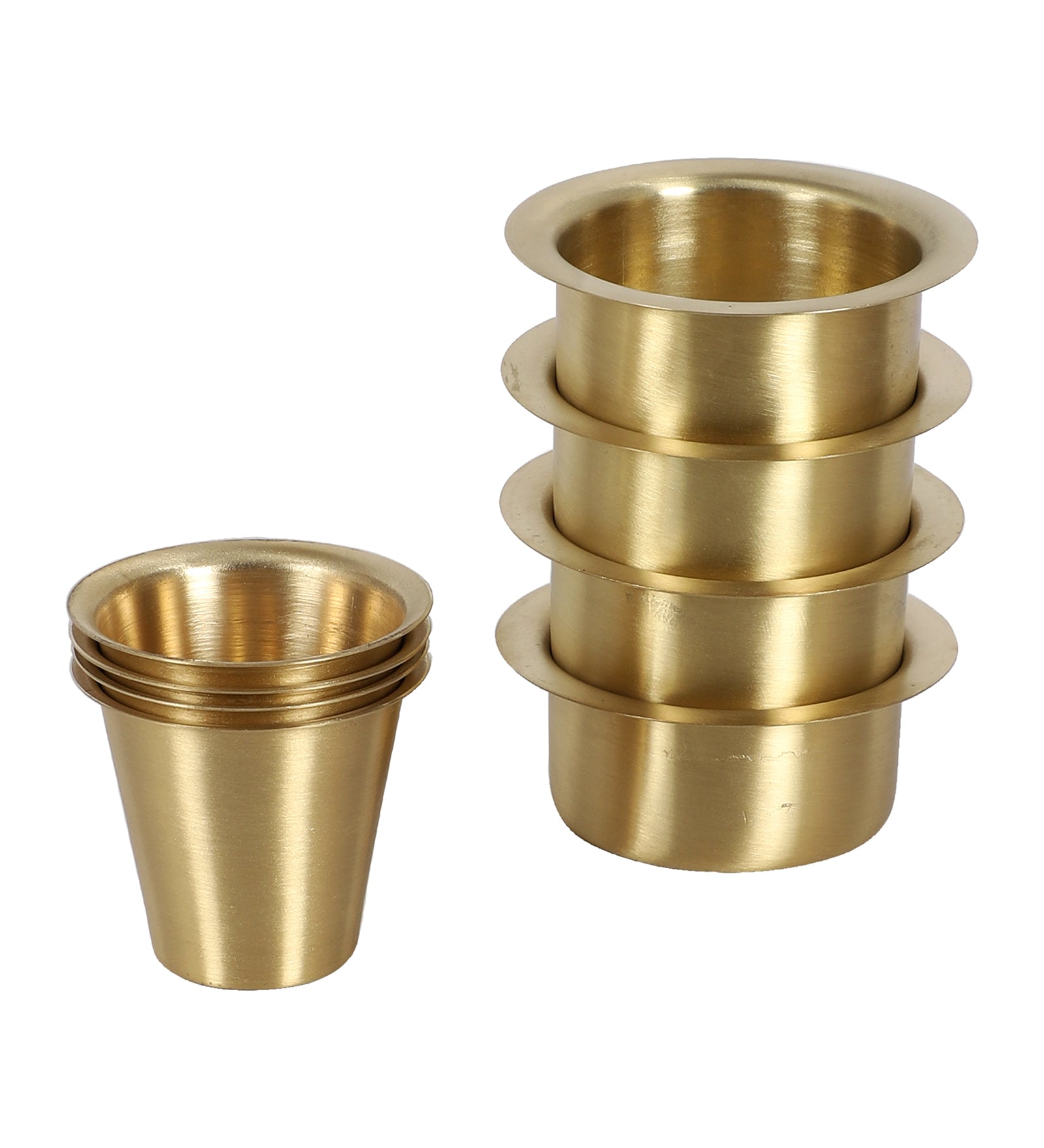 Amaya Decors Brass Filter Coffe Bowl & Glass Set of 8 | Gold | Brass