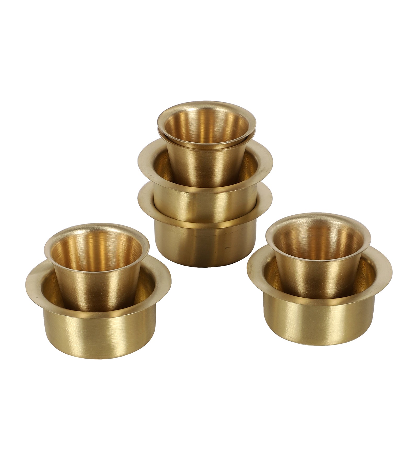 Amaya Decors Brass Filter Coffe Bowl & Glass Set of 8 | Gold | Brass
