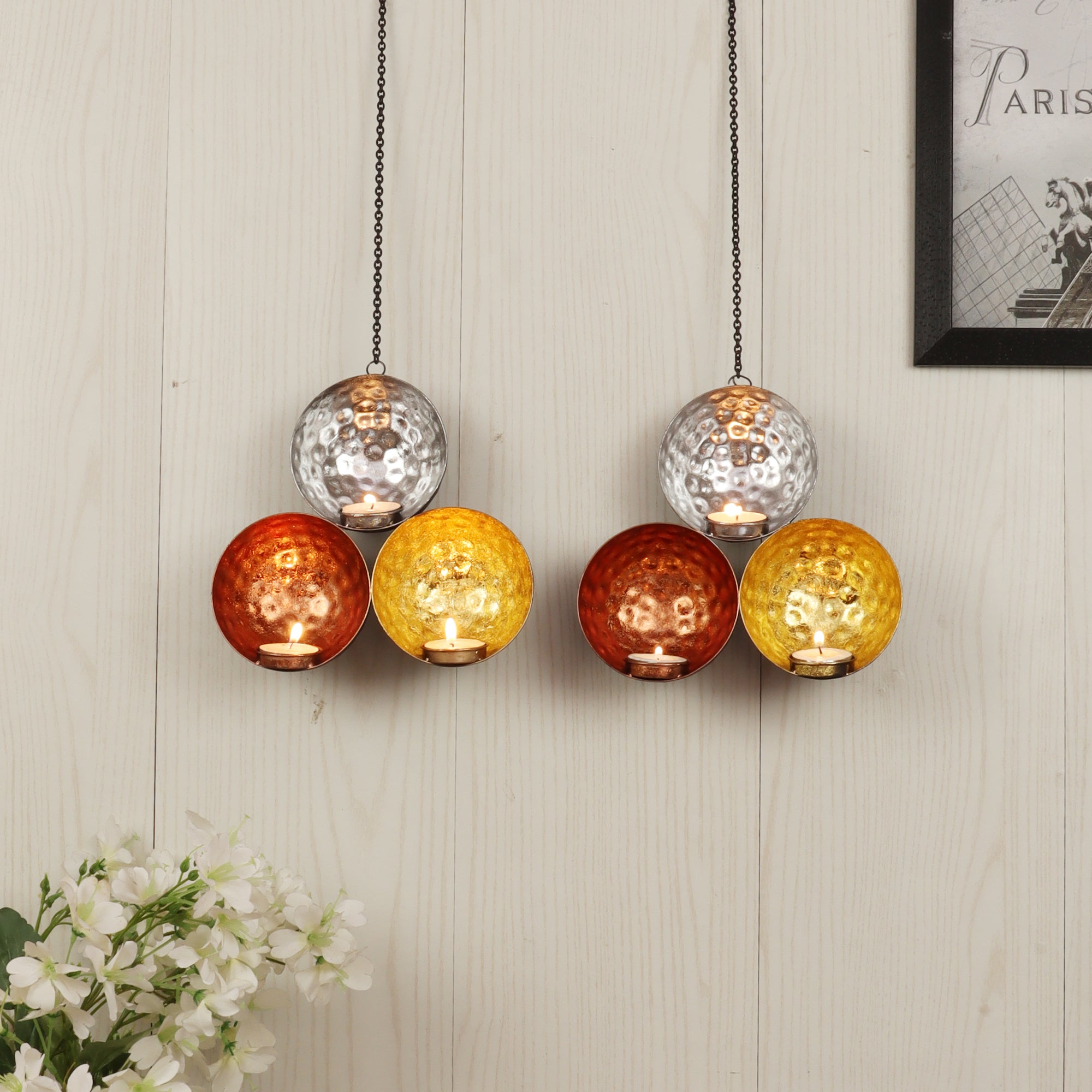 Amaya Decors Wall Three Color Tealight Holder Set of 2