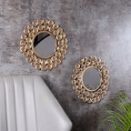 Amaya Decors Gold Rose Mirror Set of 2 (15x15x1 Inch)