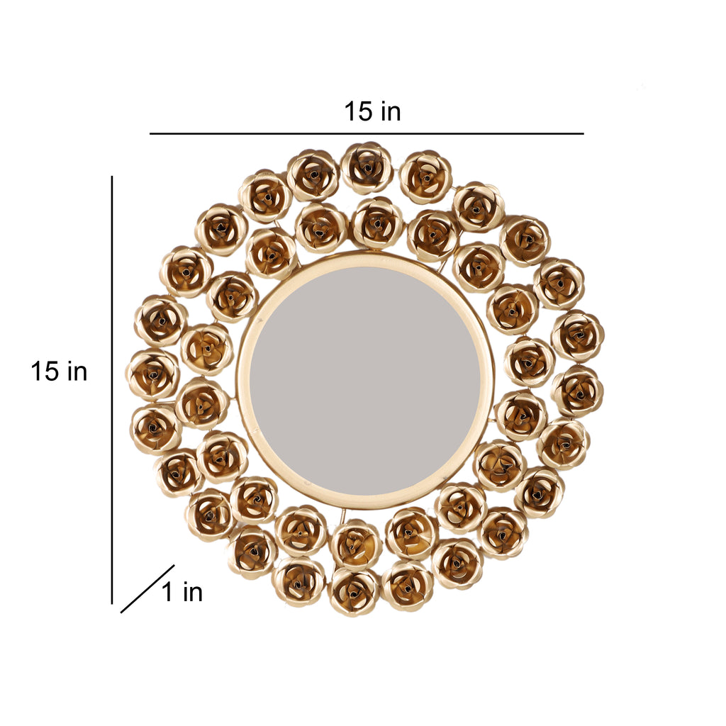 Amaya Decors Gold Rose Mirror Set of 2 (15x15x1 Inch)