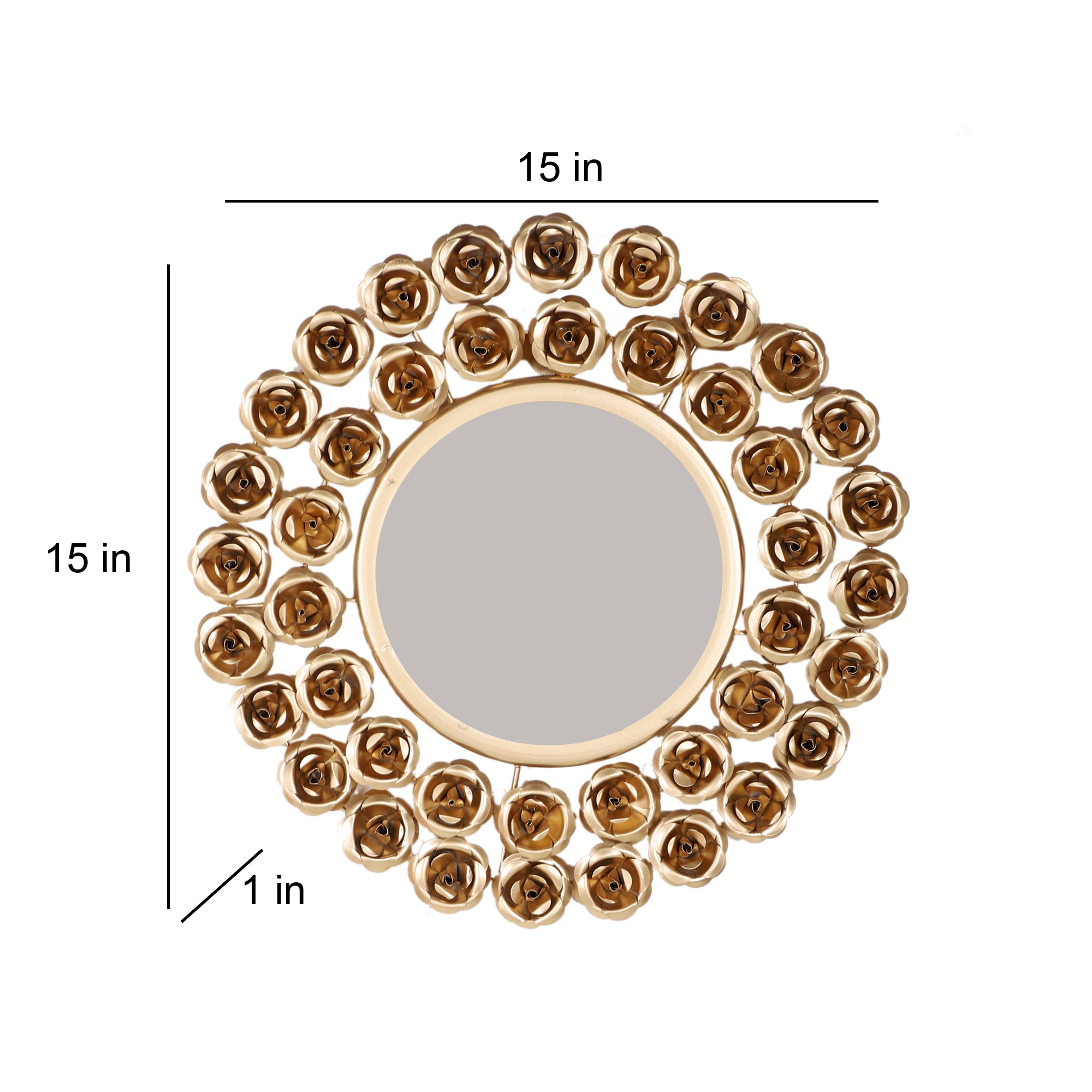 Amaya Decors Gold Rose Mirror Set of 2 (15x15x1 Inch)