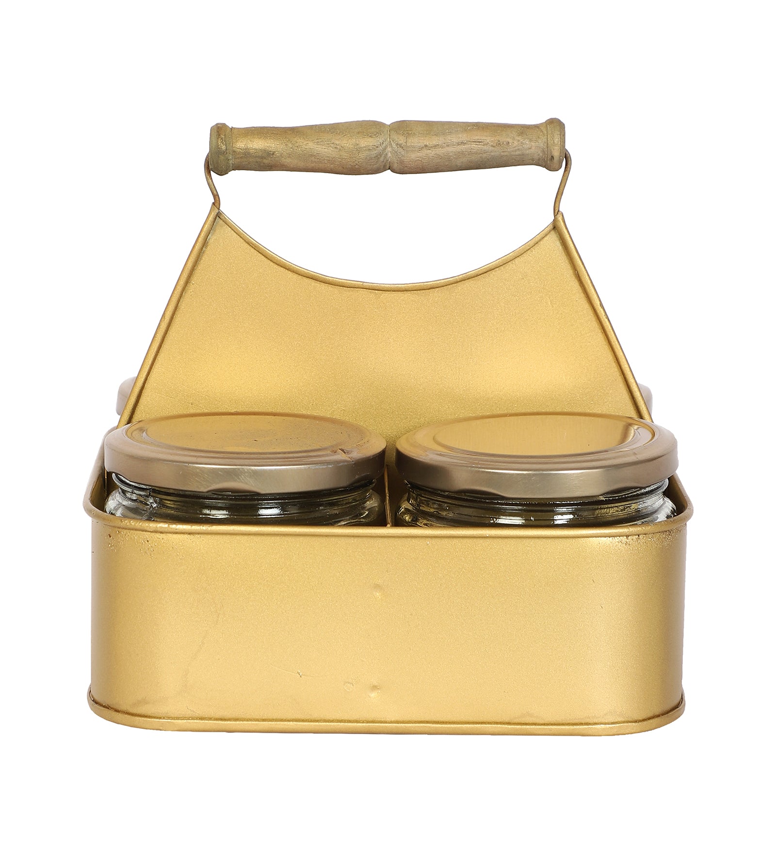 Amaya Decors Metal Basket with 4 Glass Jars