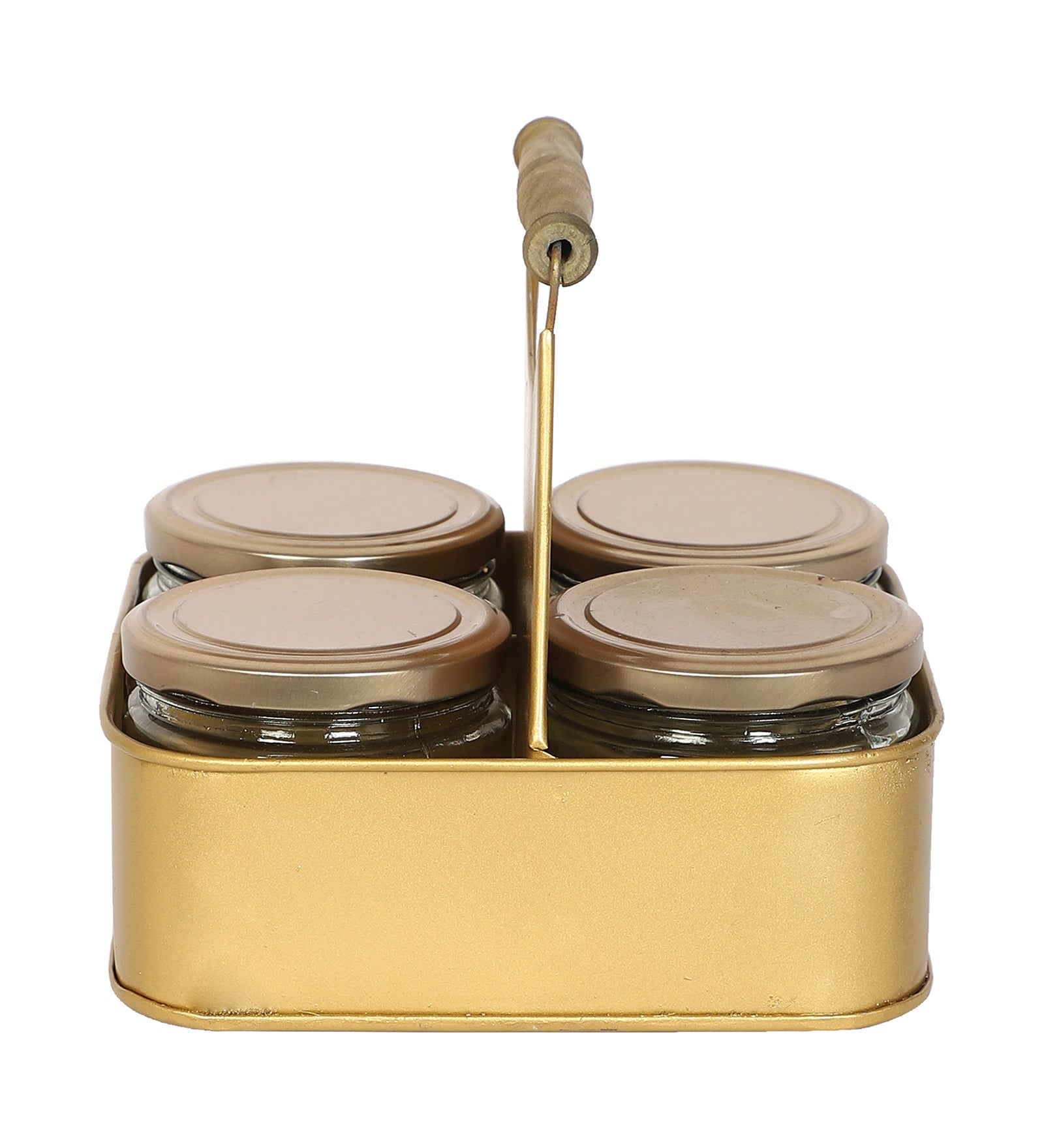 Amaya Decors Metal Basket with 4 Glass Jars