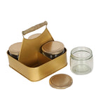 Amaya Decors Metal Basket with 4 Glass Jars