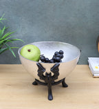 Amaya Decors Black & Silver Bowl Fruits Platter | Black & Silver | Aluminium