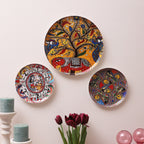 Amaya Decors Elephant & Fish Metal & Meena Wall Plates Set of 3