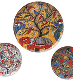 Amaya Decors Elephant & Fish Metal & Meena Wall Plates Set of 3
