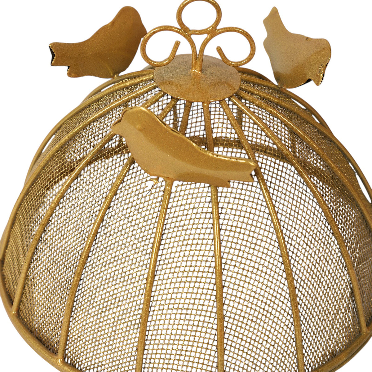 Amaya Decors Gold Bird Fruit Cage Basket | Gold | Iron with Powder Coating